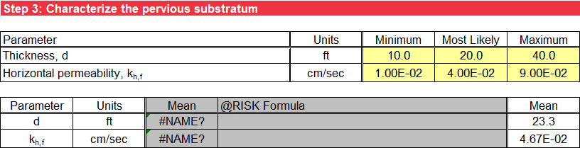 Step 3 of BT Case 1 worksheet: Probabilistic input without using @RISK.